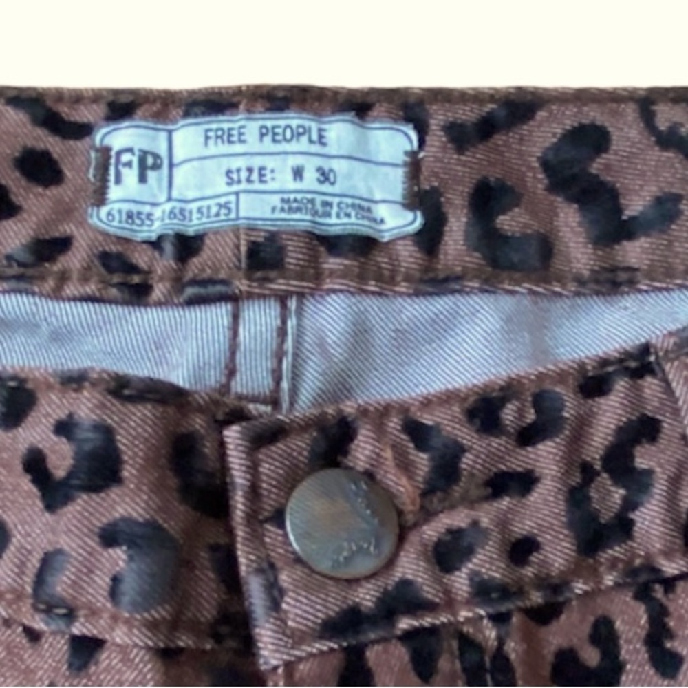 Free People Leopard Print Skinny Jeans Size 30 - Picture 5 of 7